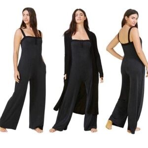 SUMMERSALT L The 24 Hour Jumpsuit Blue Black Midnight Cupro Overalls